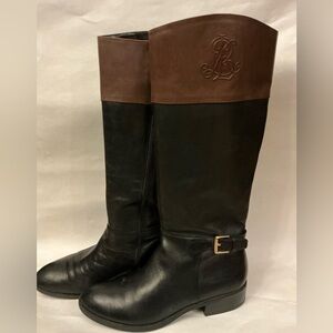 Lauren Ralph Lauren Madisen Cowgirl Leather Knee High Riding Boot Womans Size 9